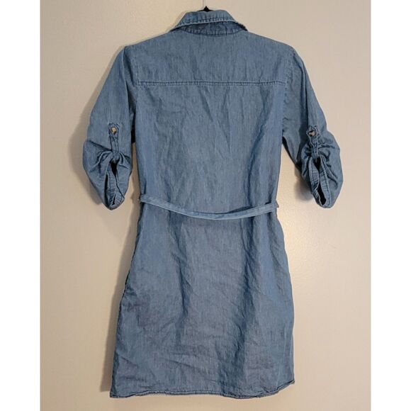 Speed Limit Cotton Chambray Button Shirt Dress Women's Small Belted Pockets - Picture 9 of 9